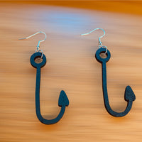 Fish Hook Fishing Dangle Earrings - Glowforge