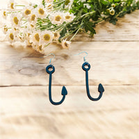 Fish Hook Fishing Dangle Earrings - Glowforge