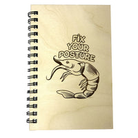 Fix your Posture Shrimp Wood Journal Sketchbook Notebook Cover - Glowforge