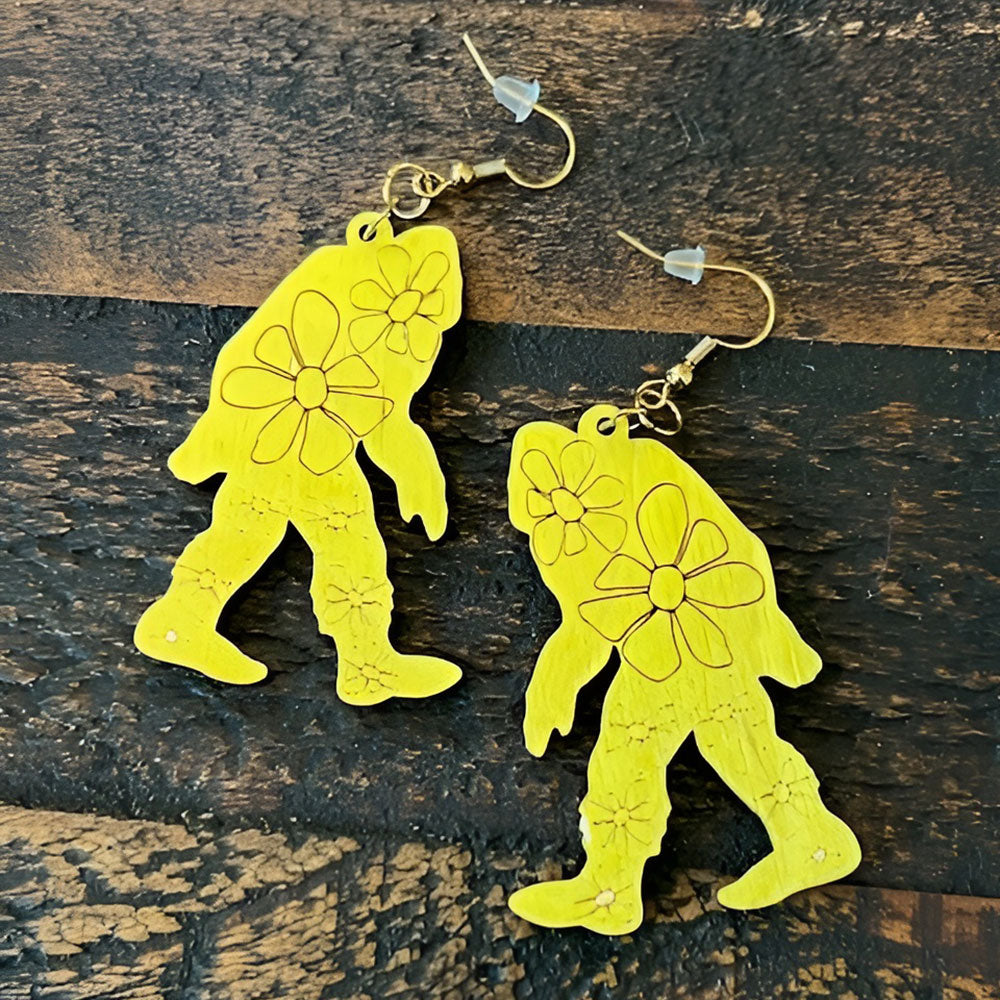 Floral Bigfoot Dangle Earrings - Glowforge