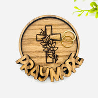 Floral Cross Pray More Trinket Ring Dish - Glowforge
