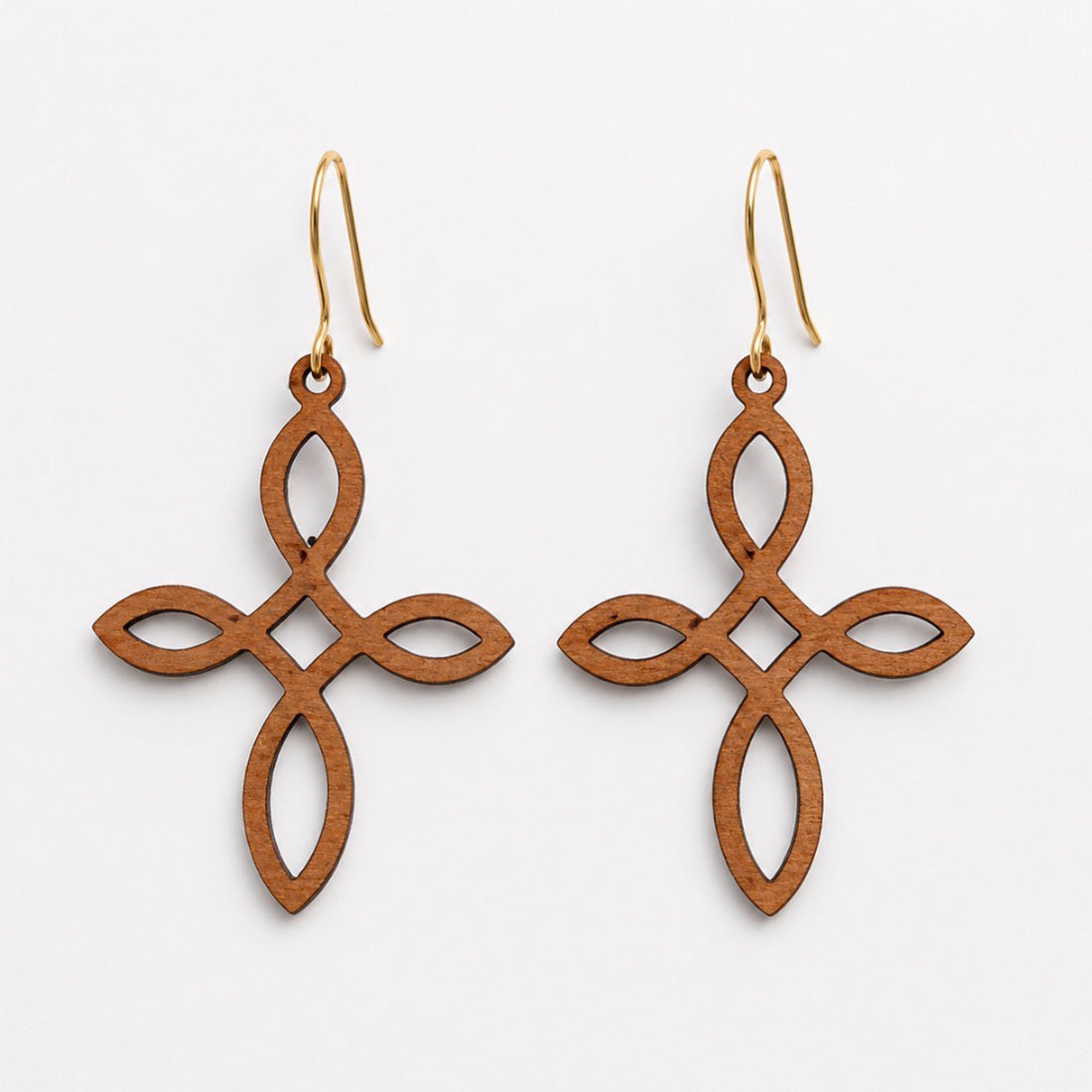 Floral Cross Statement Earrings - Glowforge