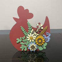 Floral Farmhouse Style Chicken Shelf Sitter - Glowforge