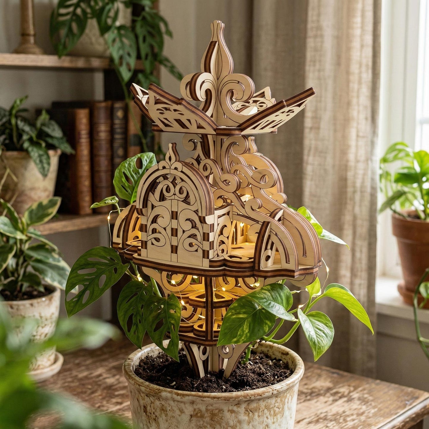 Floral Garden Fairy House - Flower Decor Architectural Model - Glowforge