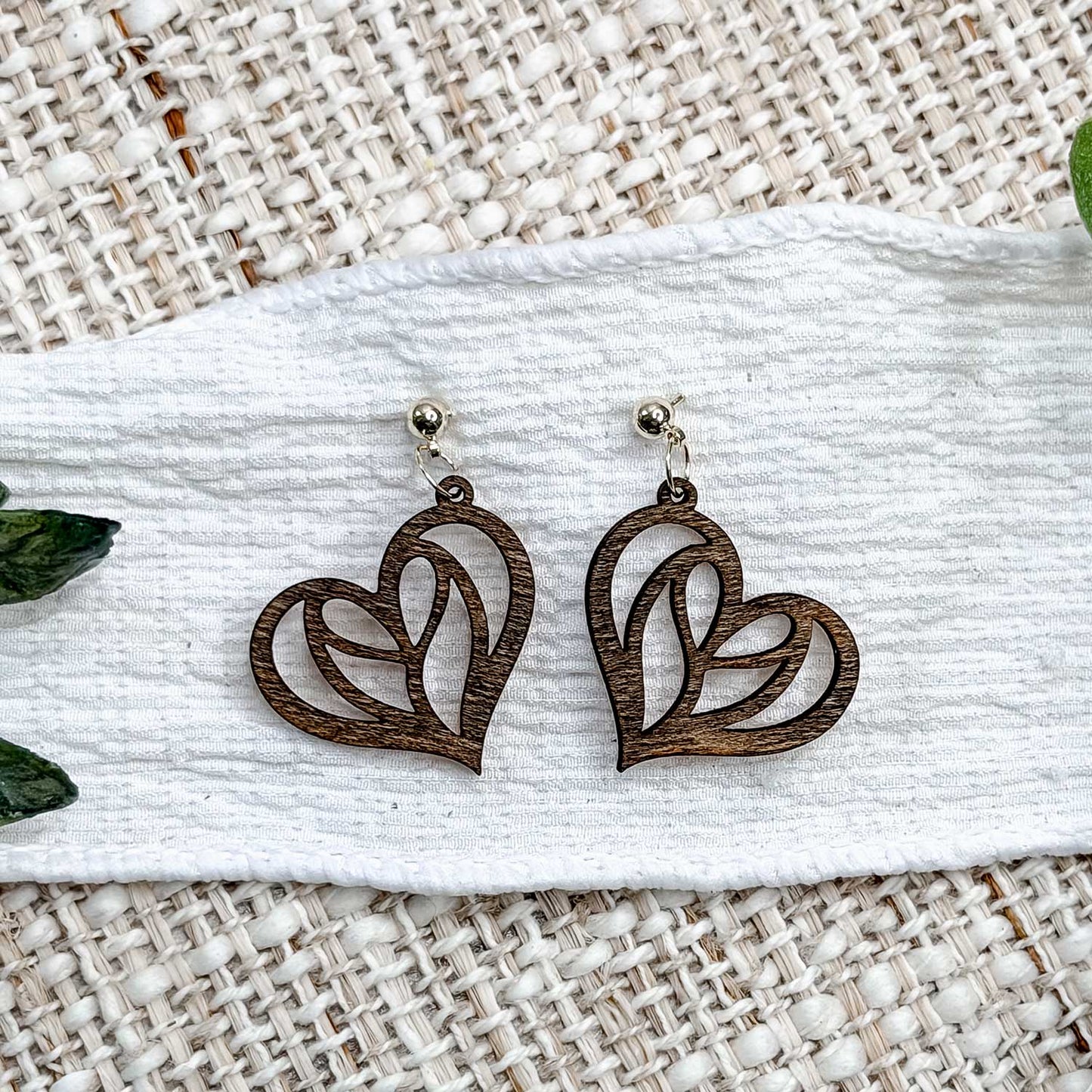 Floral Heart Earrings with Open Cut Design