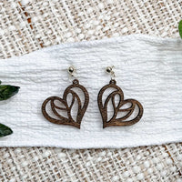 Floral Heart Earrings with Open Cut Design