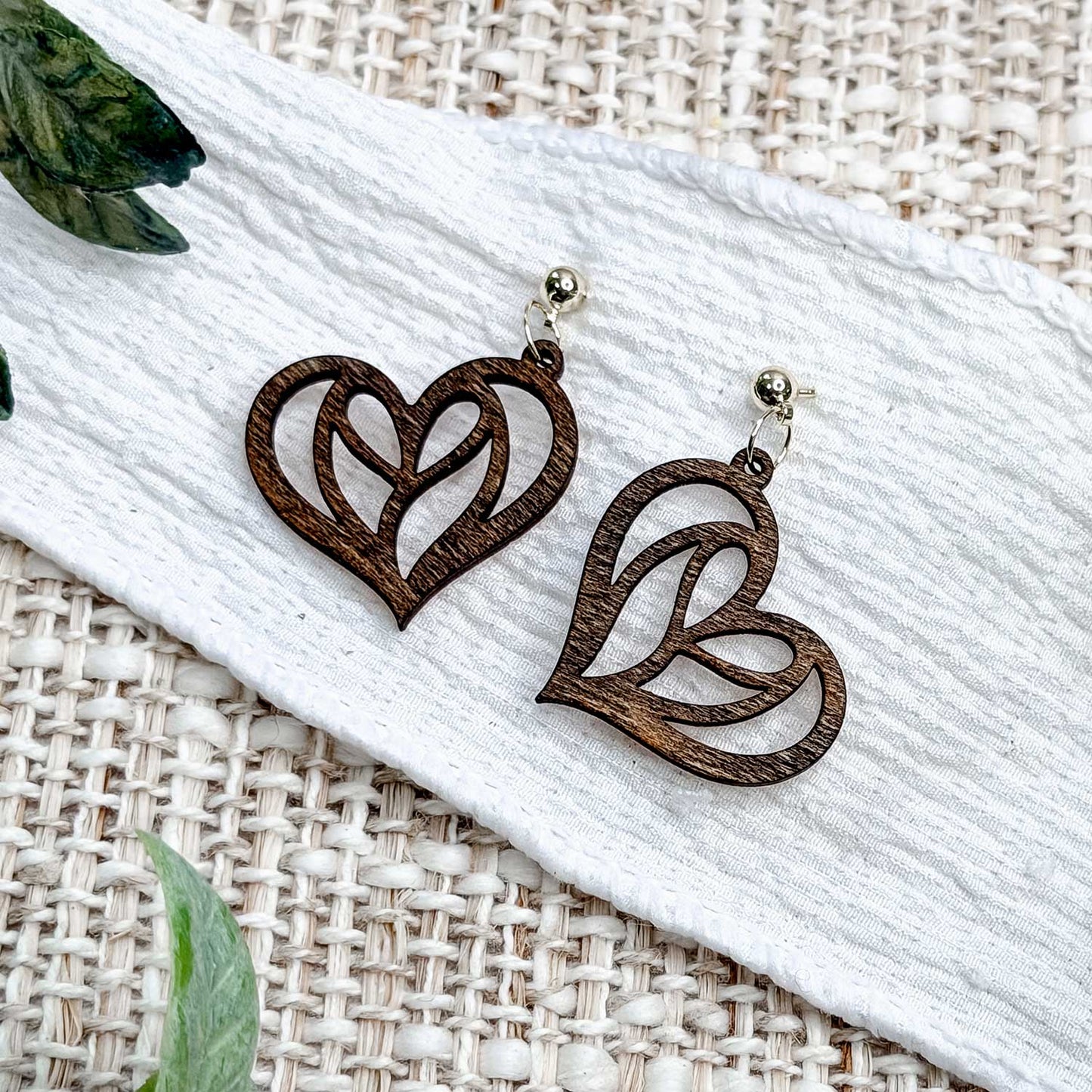 Floral Heart Earrings with Open Cut Design