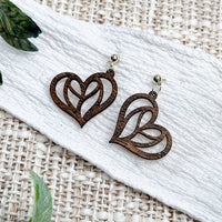 Floral Heart Earrings with Open Cut Design