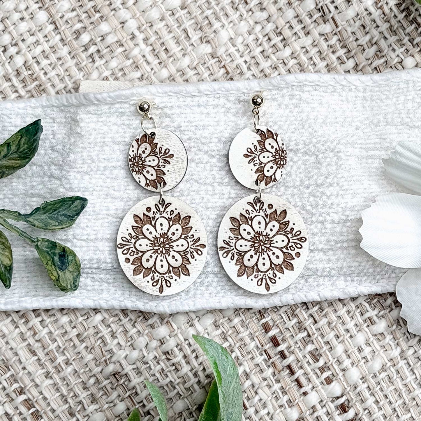 Floral Mandala Dangle Earrings - Glowforge