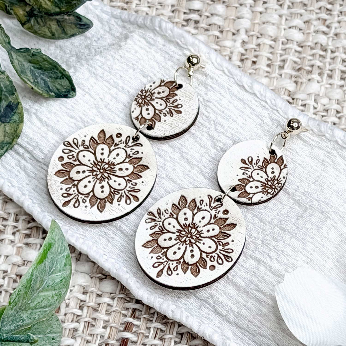 Floral Mandala Dangle Earrings - Glowforge