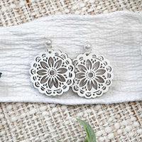 Floral Mandala Statement Earrings - Glowforge