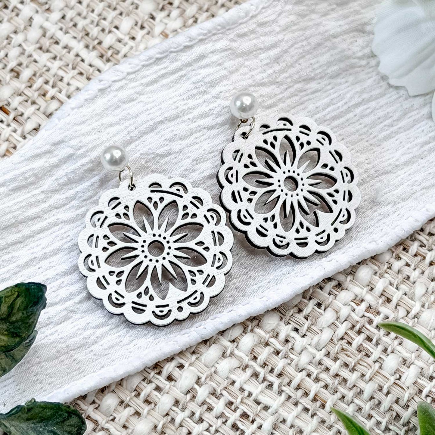 Floral Mandala Statement Earrings - Glowforge