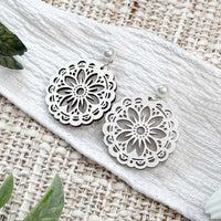 Floral Mandala Statement Earrings - Glowforge
