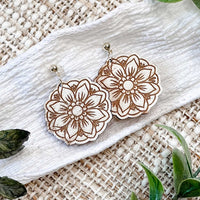 Floral Medallion Earrings with Engraved Details - Glowforge