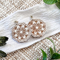 Floral Medallion Earrings with Engraved Details - Glowforge