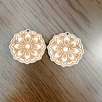 Floral Medallion Earrings with Engraved Details - Glowforge