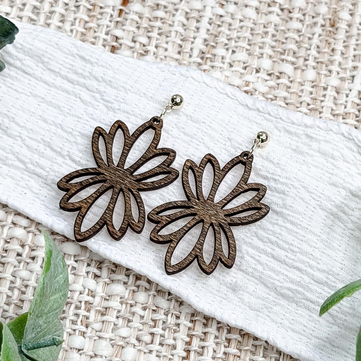 Floral Petal Drop Earrings with Open Cut Design - Glowforge