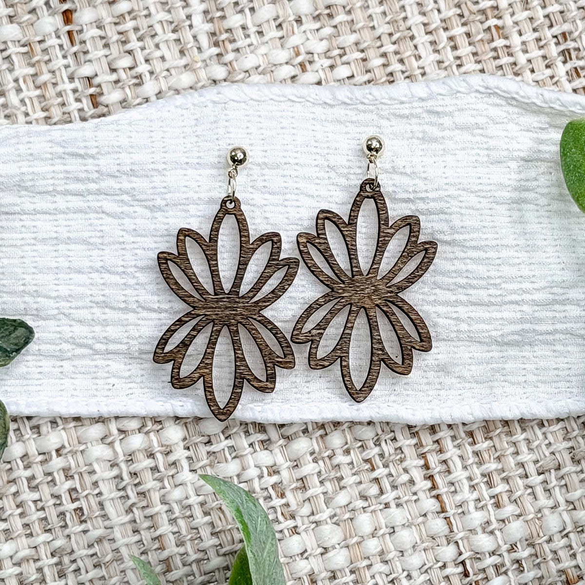 Floral Petal Drop Earrings with Open Cut Design - Glowforge