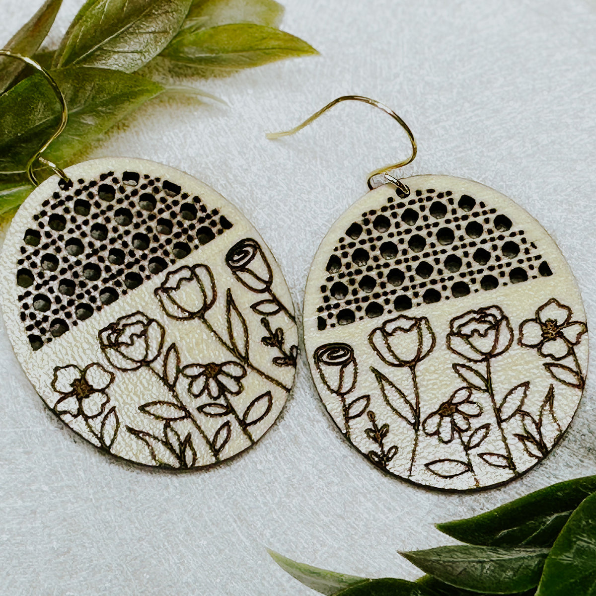 Floral Rattan Dangle Earrings – Glowforge Shop