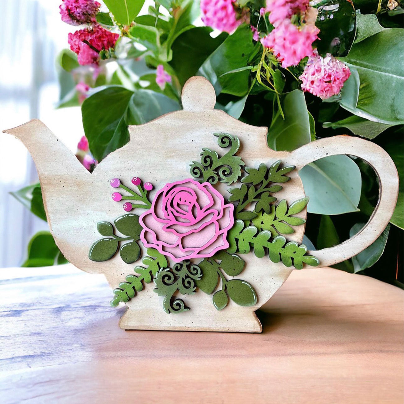 Floral Teapot Shelf Sitter - Glowforge