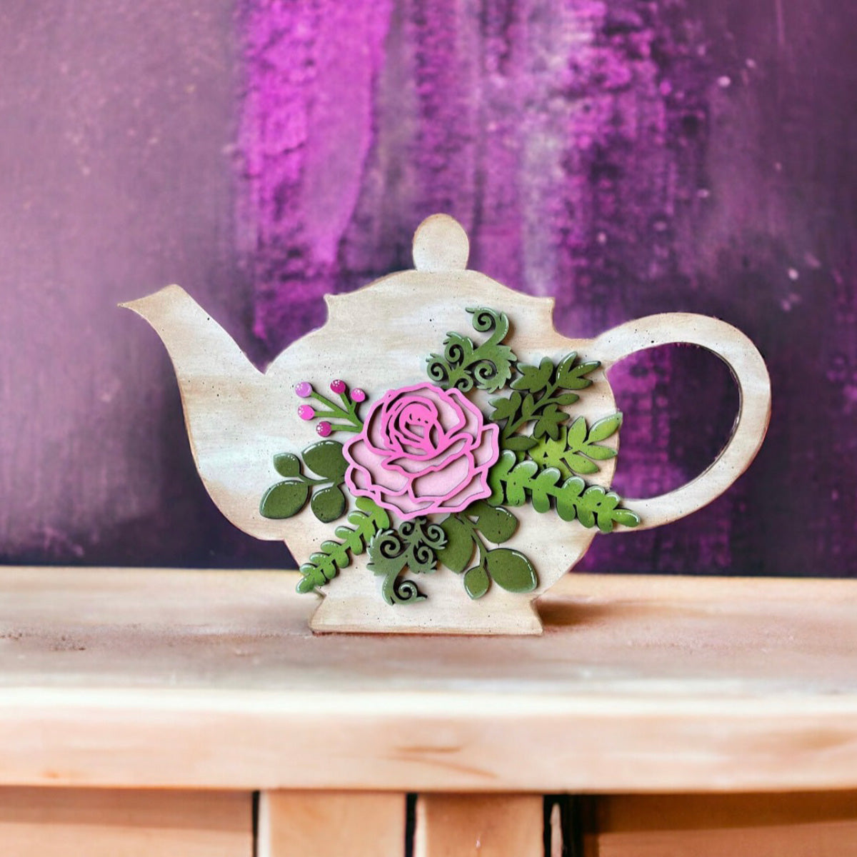 Floral Teapot Shelf Sitter - Glowforge