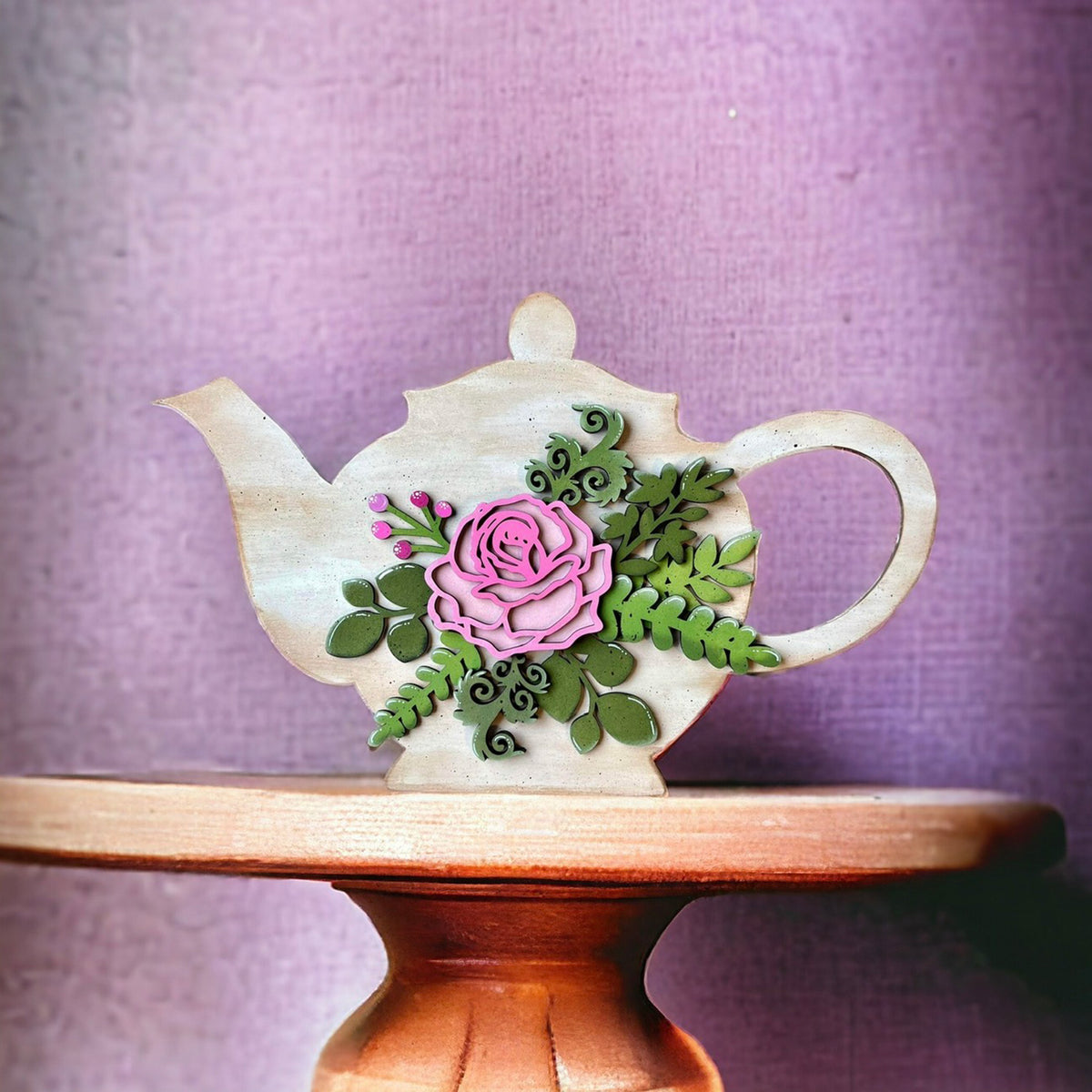 Floral Teapot Shelf Sitter - Glowforge