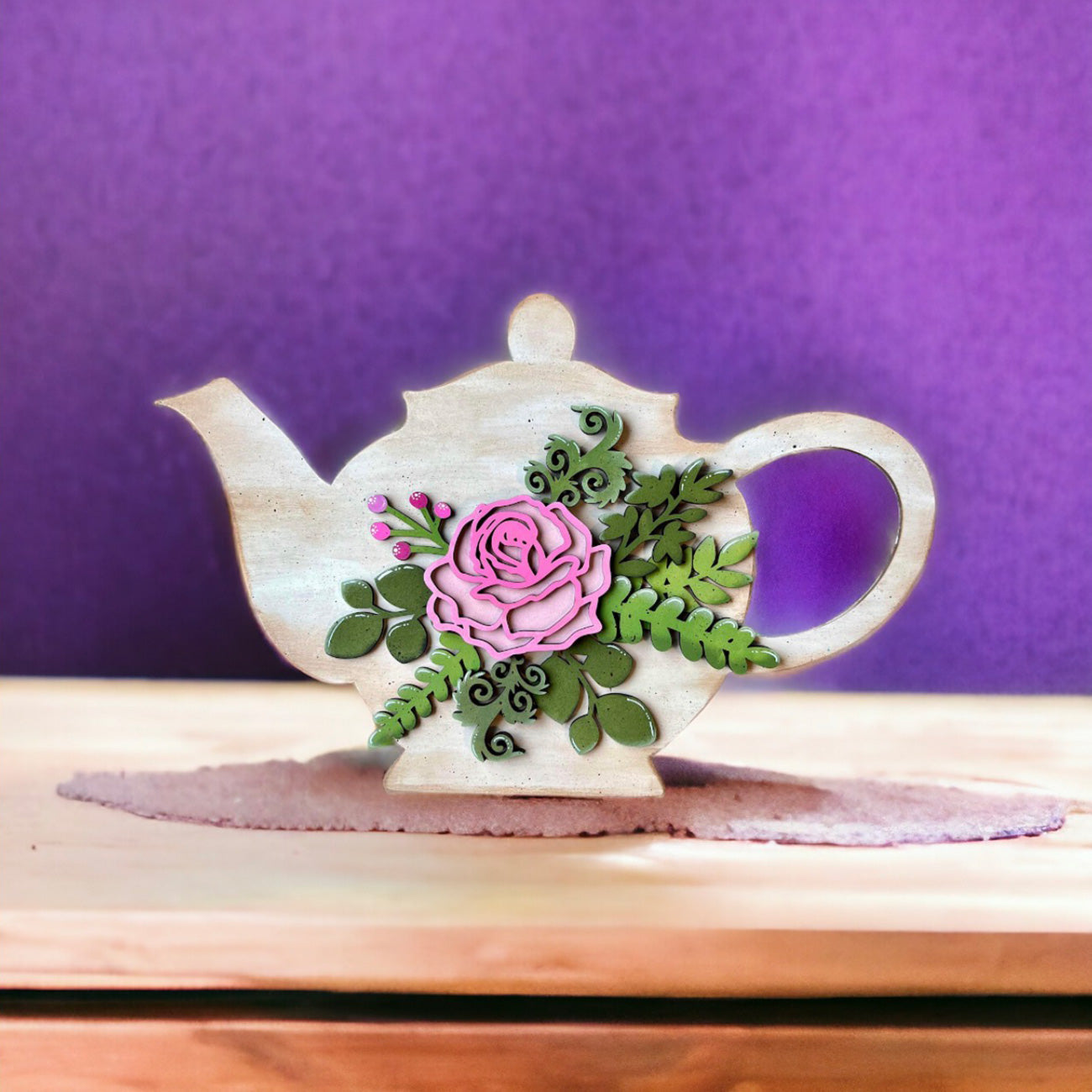 Floral Teapot Shelf Sitter - Glowforge