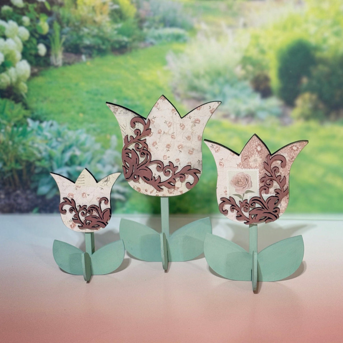 Flourish Farmhouse 3D Tulip Shelf Sitters (Set of 3) for Medium Proofgrade - Glowforge