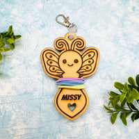 Fluttery Butterfly Hair Tie Holder Keychain with Editable Text - Glowforge