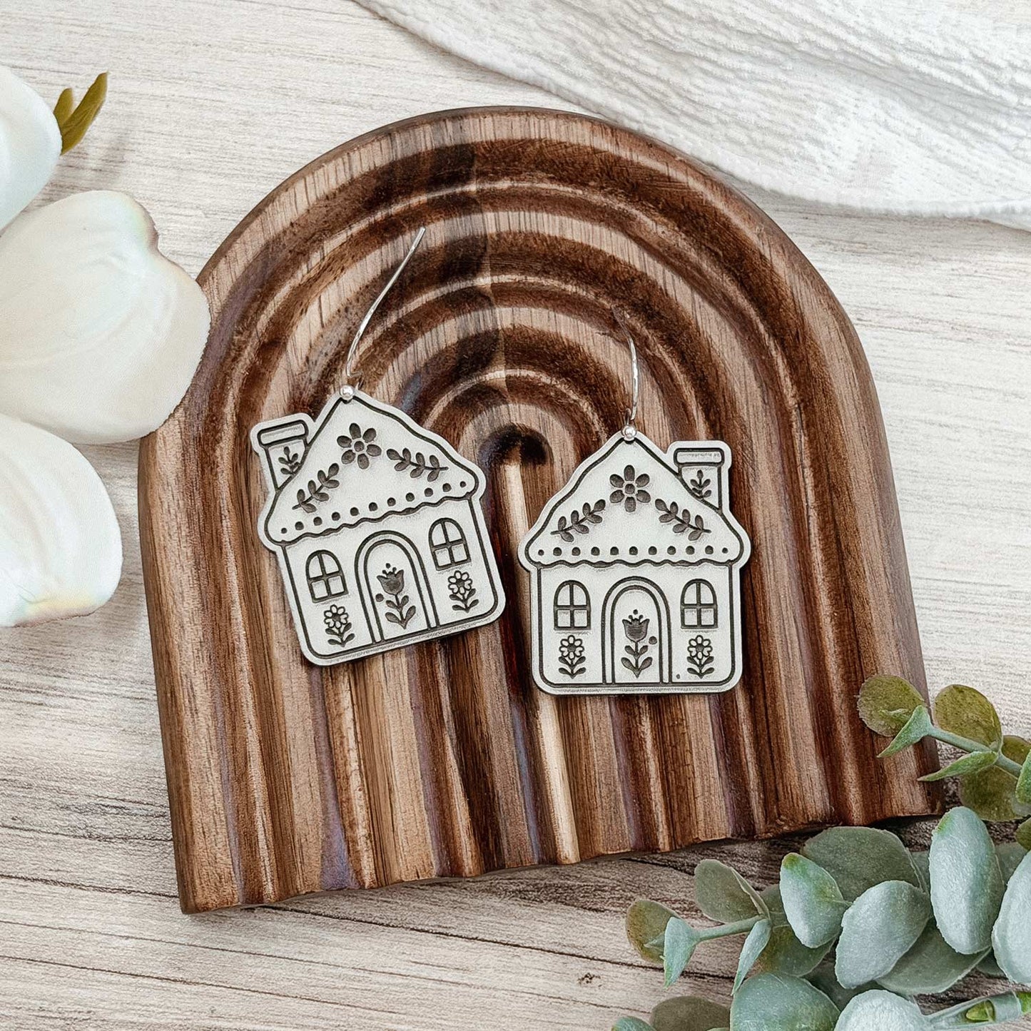 Folk Art Cottage Earrings - Glowforge