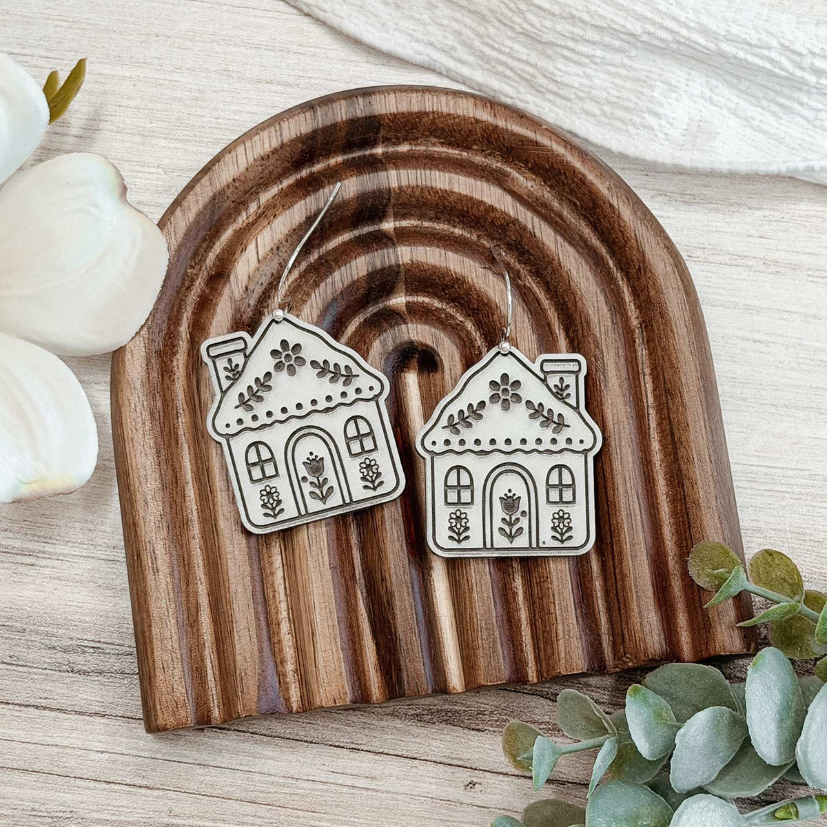 Folk Art Cottage Earrings - Glowforge