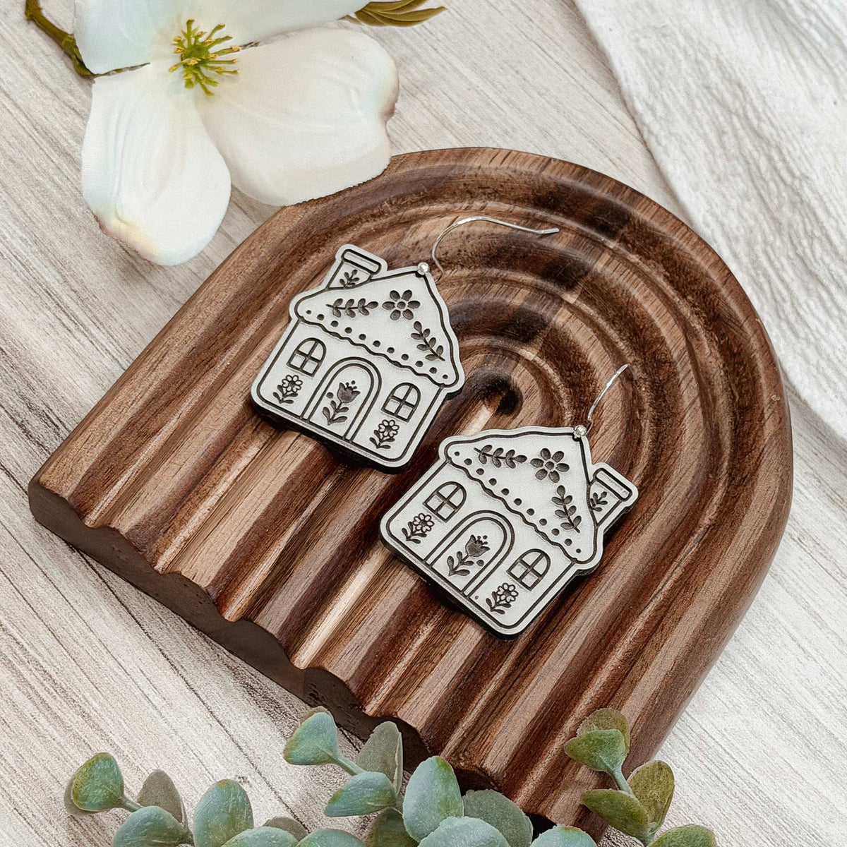 Folk Art Cottage Earrings - Glowforge