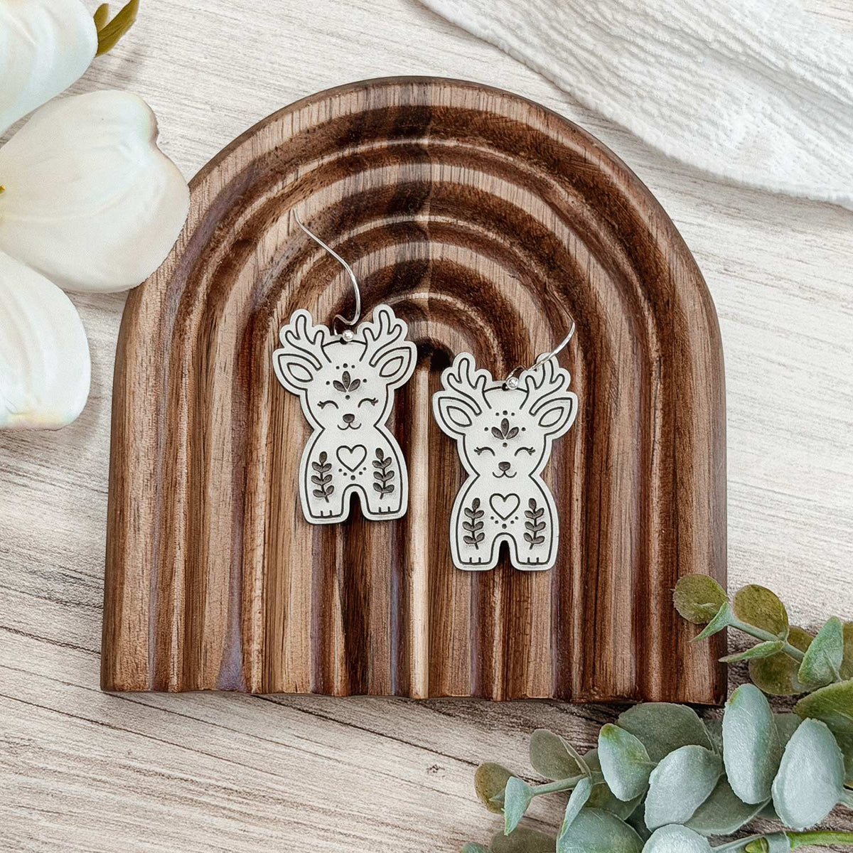 Folk Art Deer Earrings - Glowforge