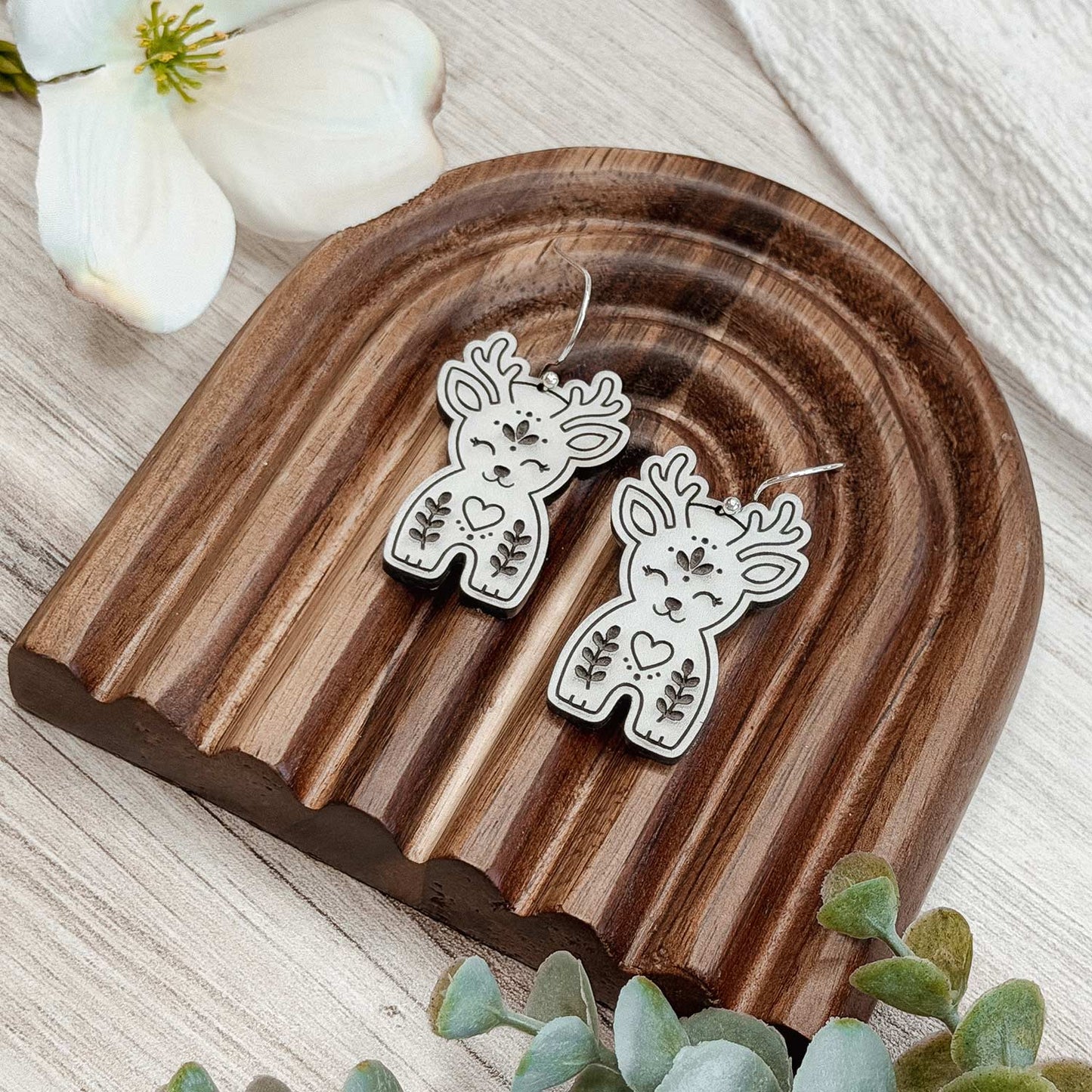 Folk Art Deer Earrings - Glowforge