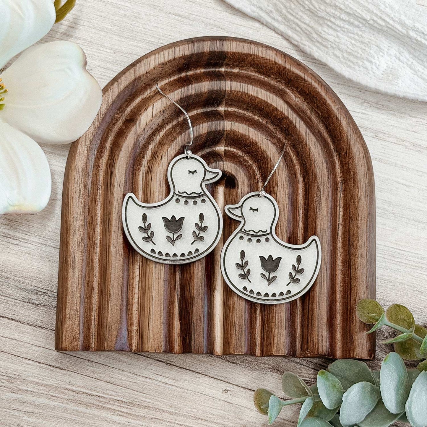 Folk Art Duck Earrings - Glowforge
