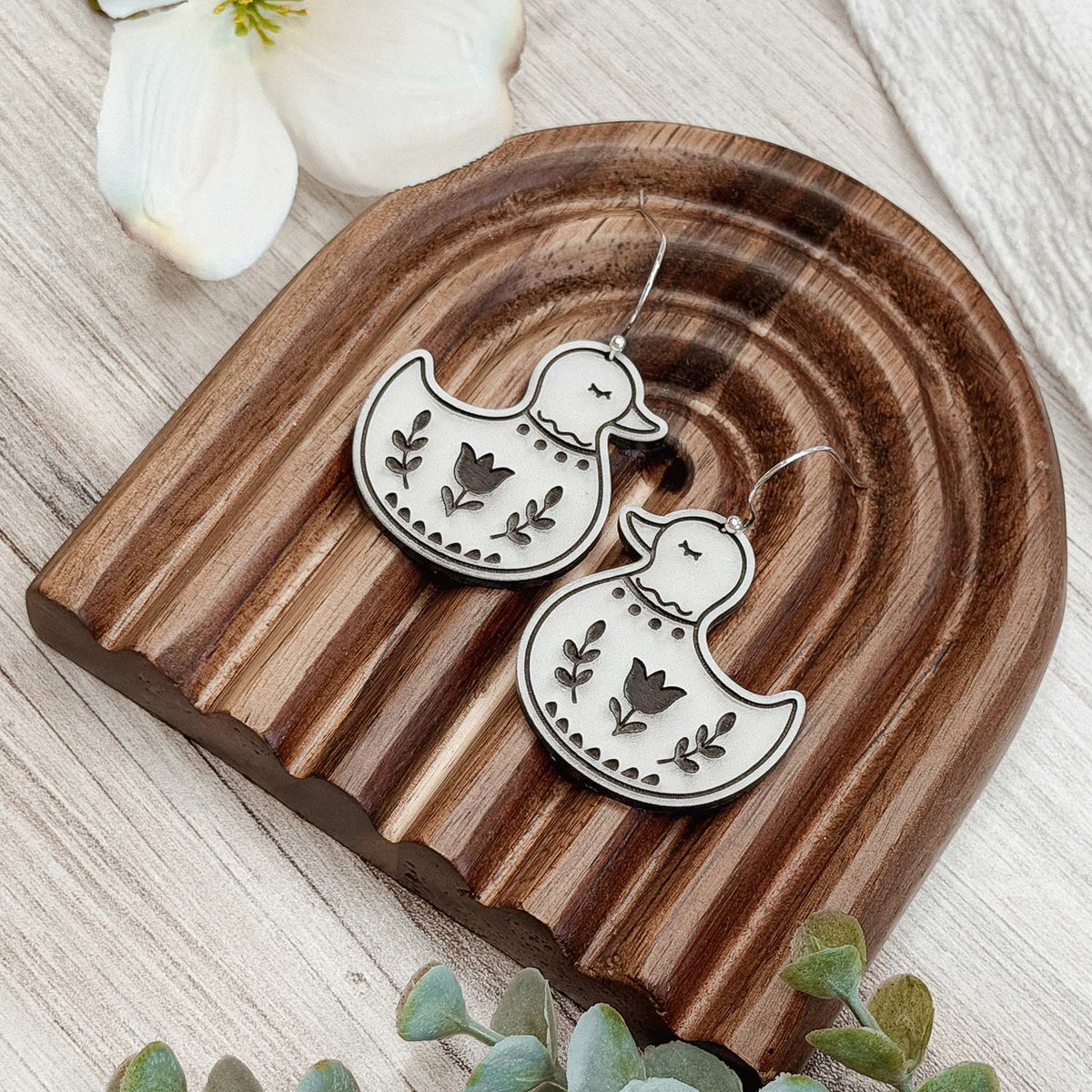 Folk Art Duck Earrings - Glowforge