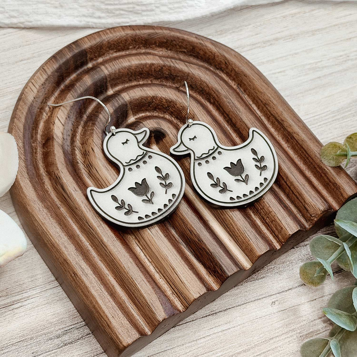 Folk Art Duck Earrings - Glowforge