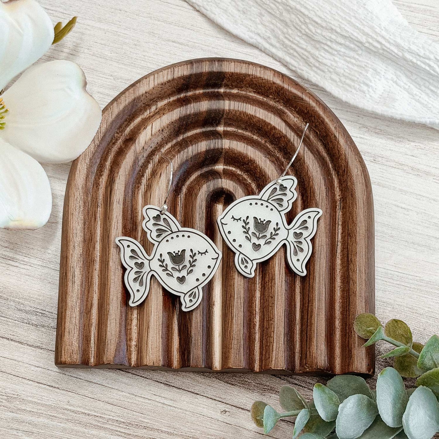 Folk Art Fish Earrings - Glowforge