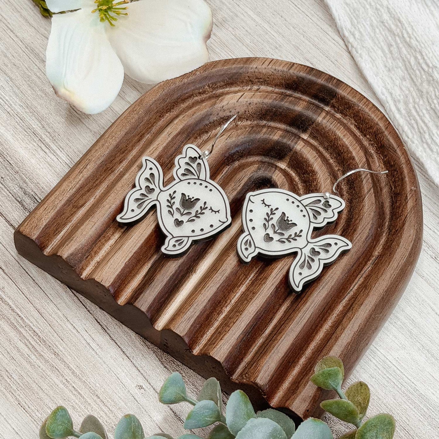 Folk Art Fish Earrings - Glowforge