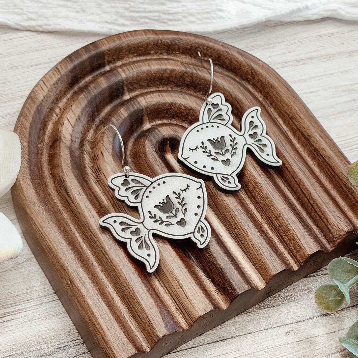Folk Art Fish Earrings - Glowforge