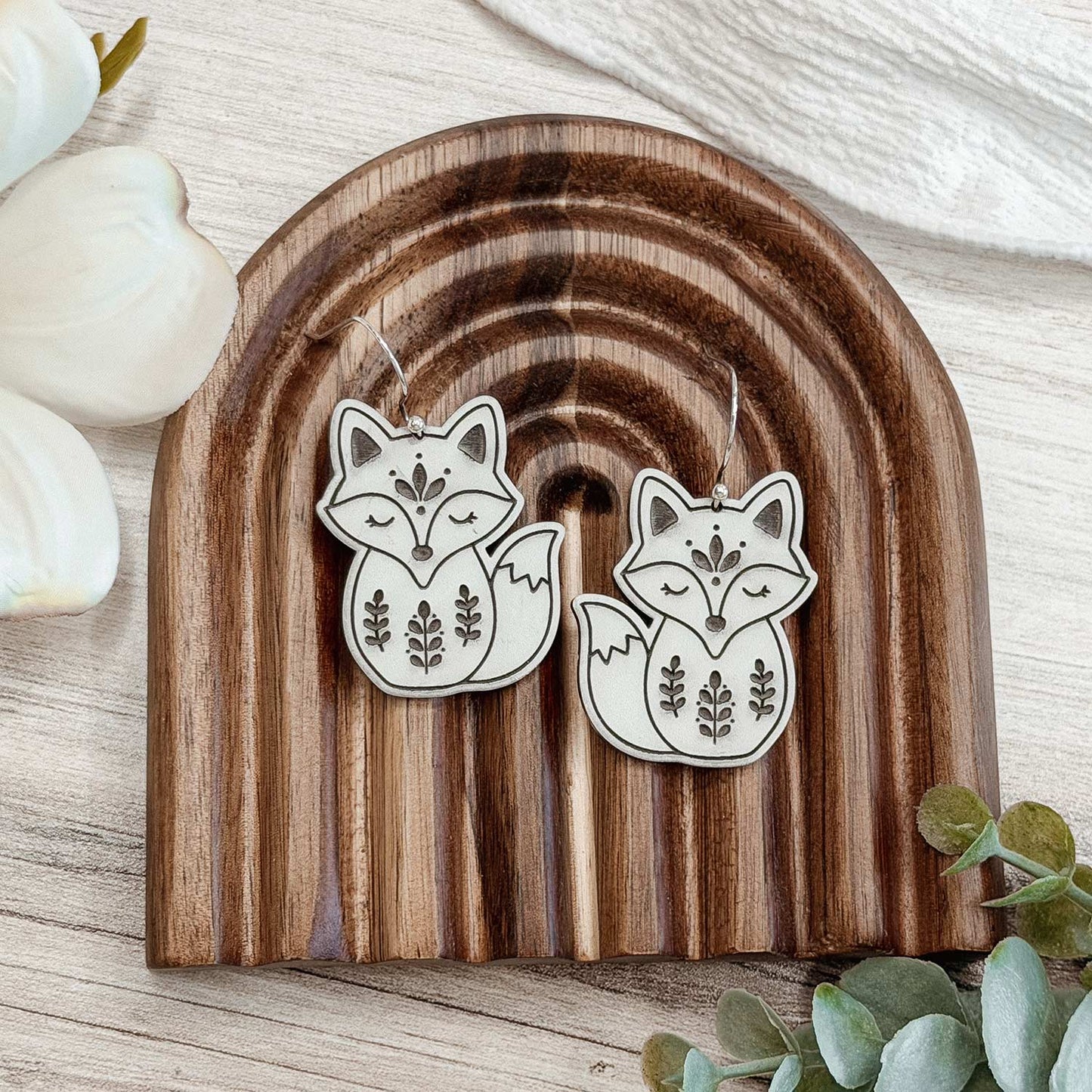 Folk Art Fox Earrings