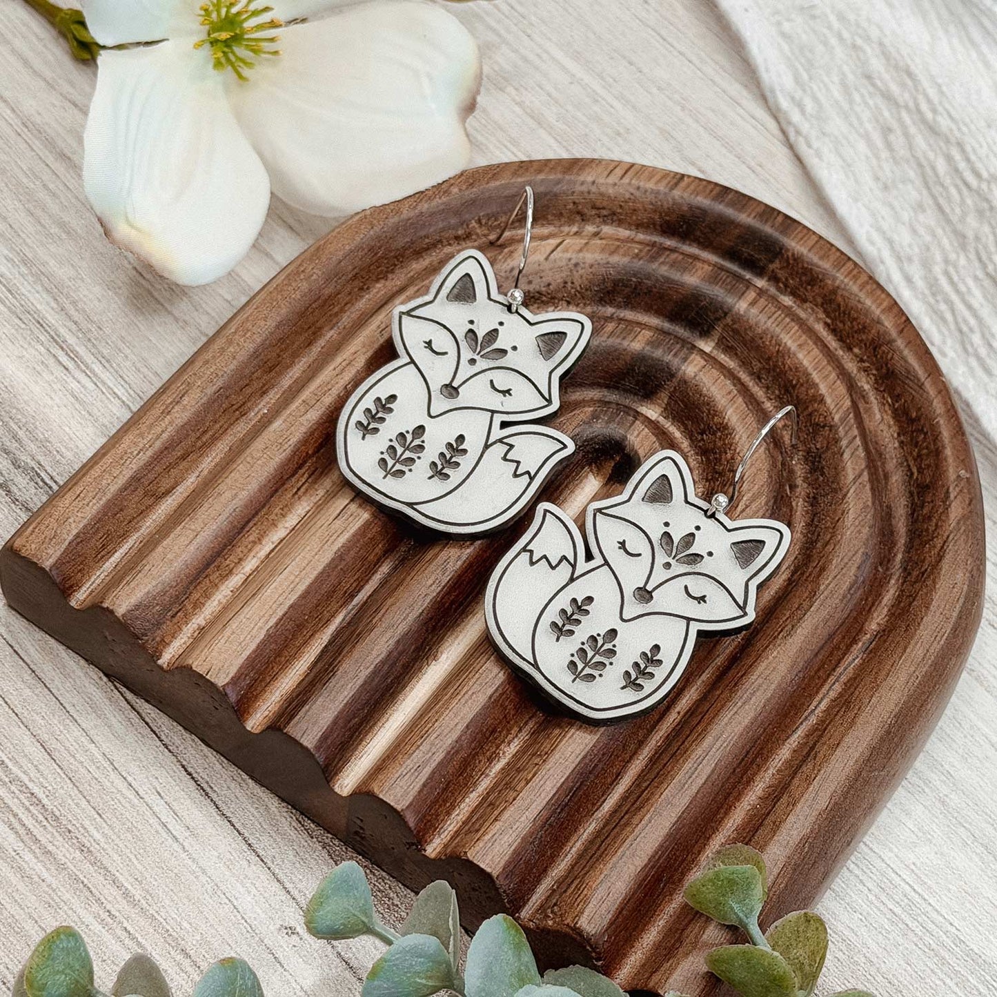 Folk Art Fox Earrings