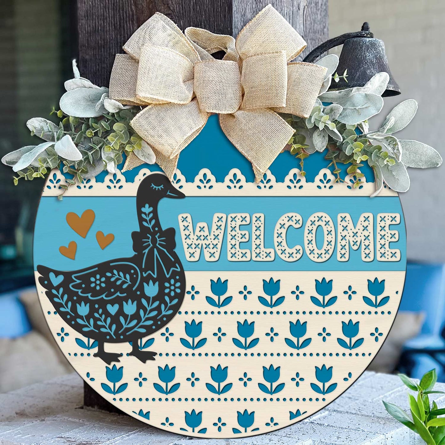 Folk Art Goose Welcome Door Hanger - Glowforge