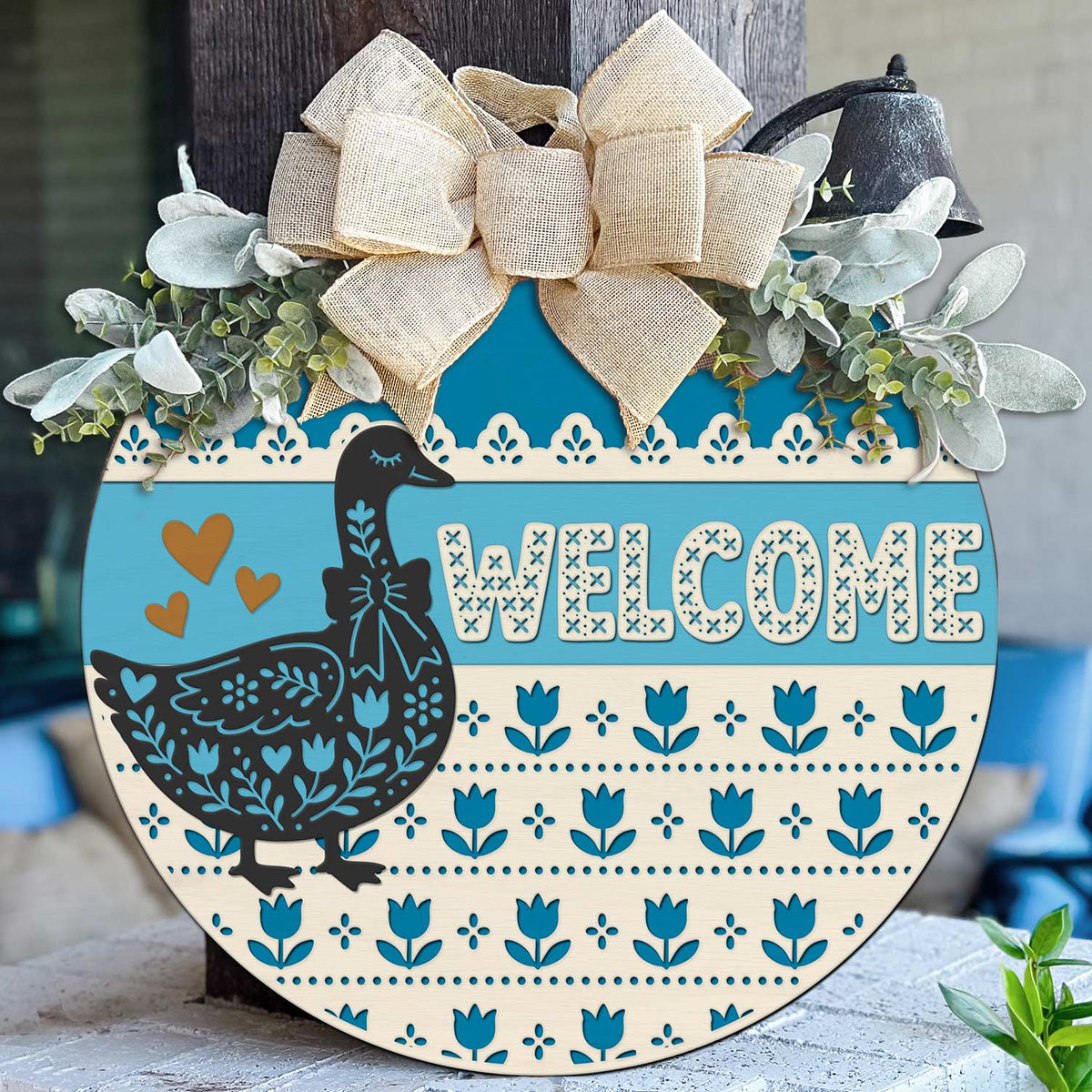 Folk Art Goose Welcome Door Hanger - Glowforge