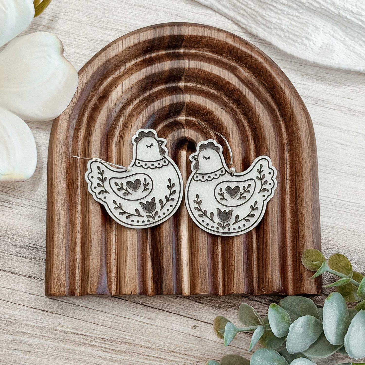 Folk Art Hen Earrings - Glowforge