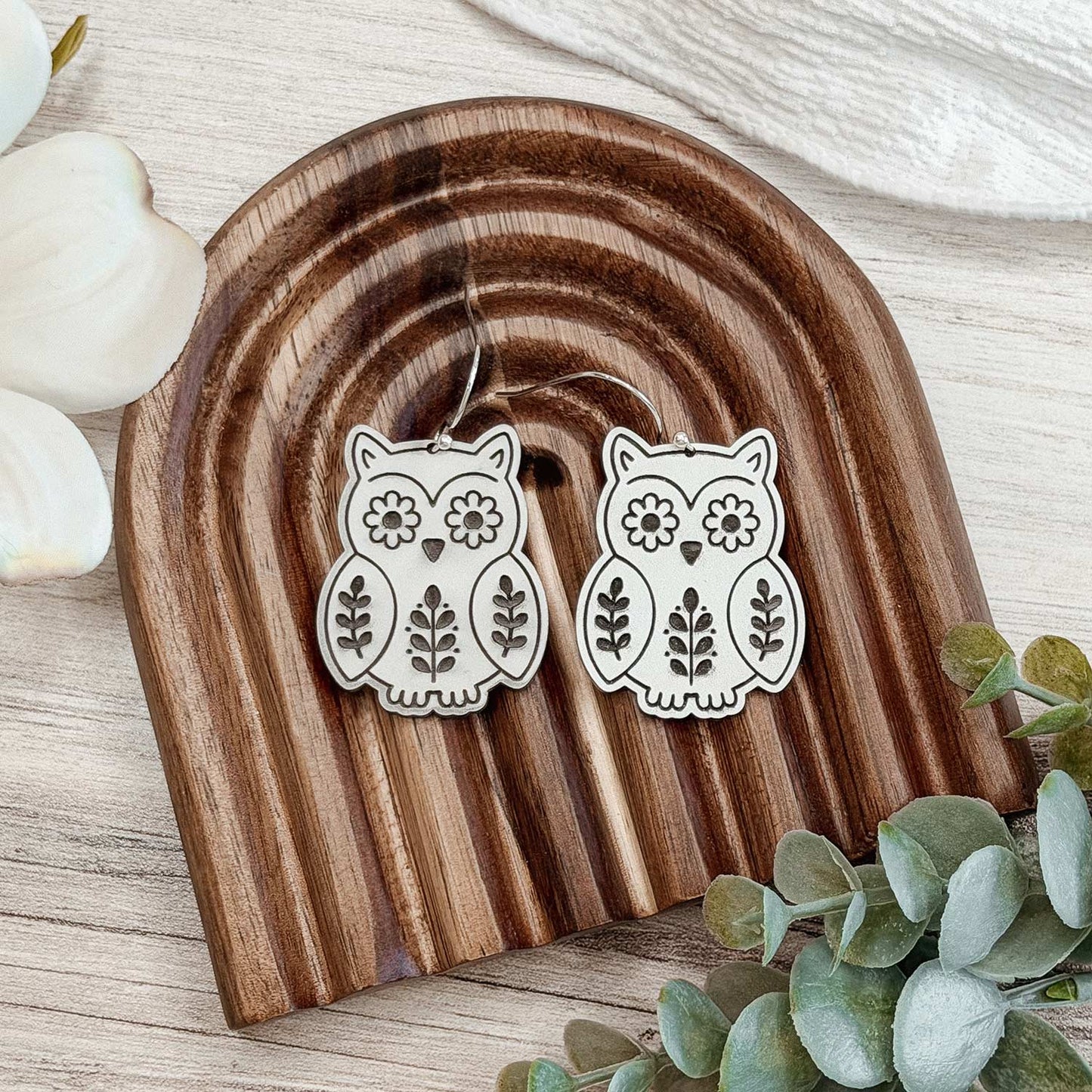 Folk Art Owl Earrings - Glowforge
