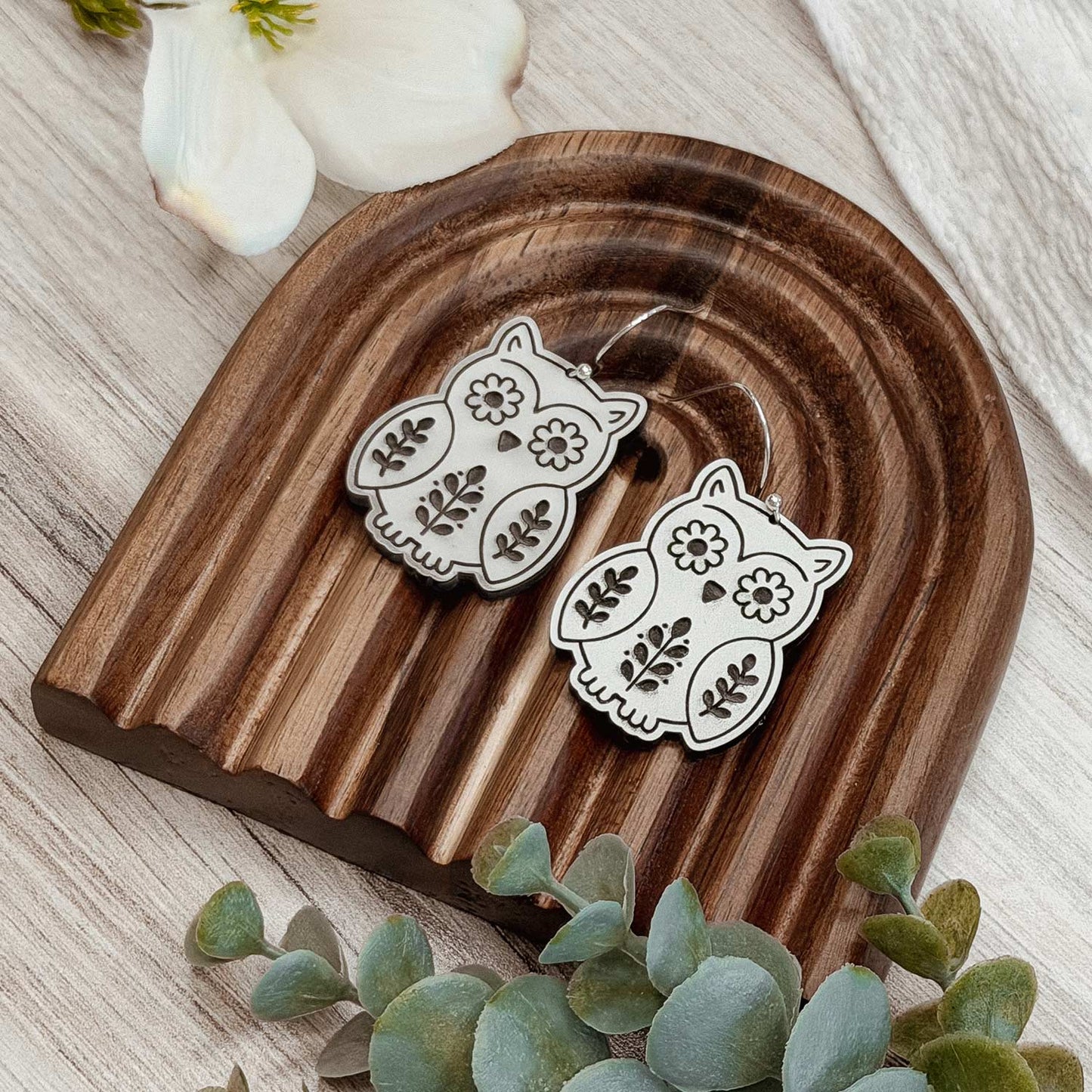 Folk Art Owl Earrings - Glowforge