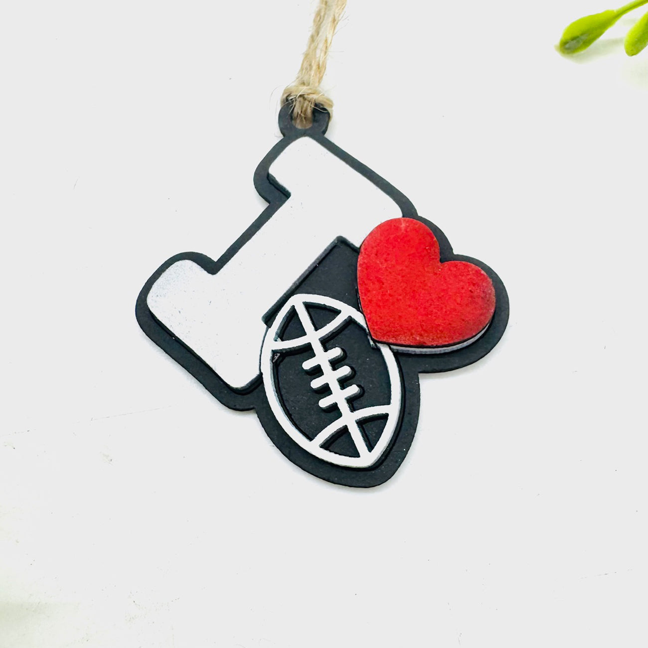 Football I Love Sports Car Charm - Team Spirit Hanging Ornament - Glowforge