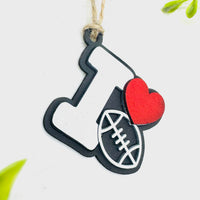 Football I Love Sports Car Charm - Team Spirit Hanging Ornament - Glowforge