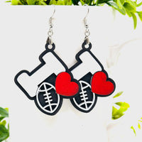 Football I Love Sports Earrings - Team Spirit Game Day Jewelry - Glowforge